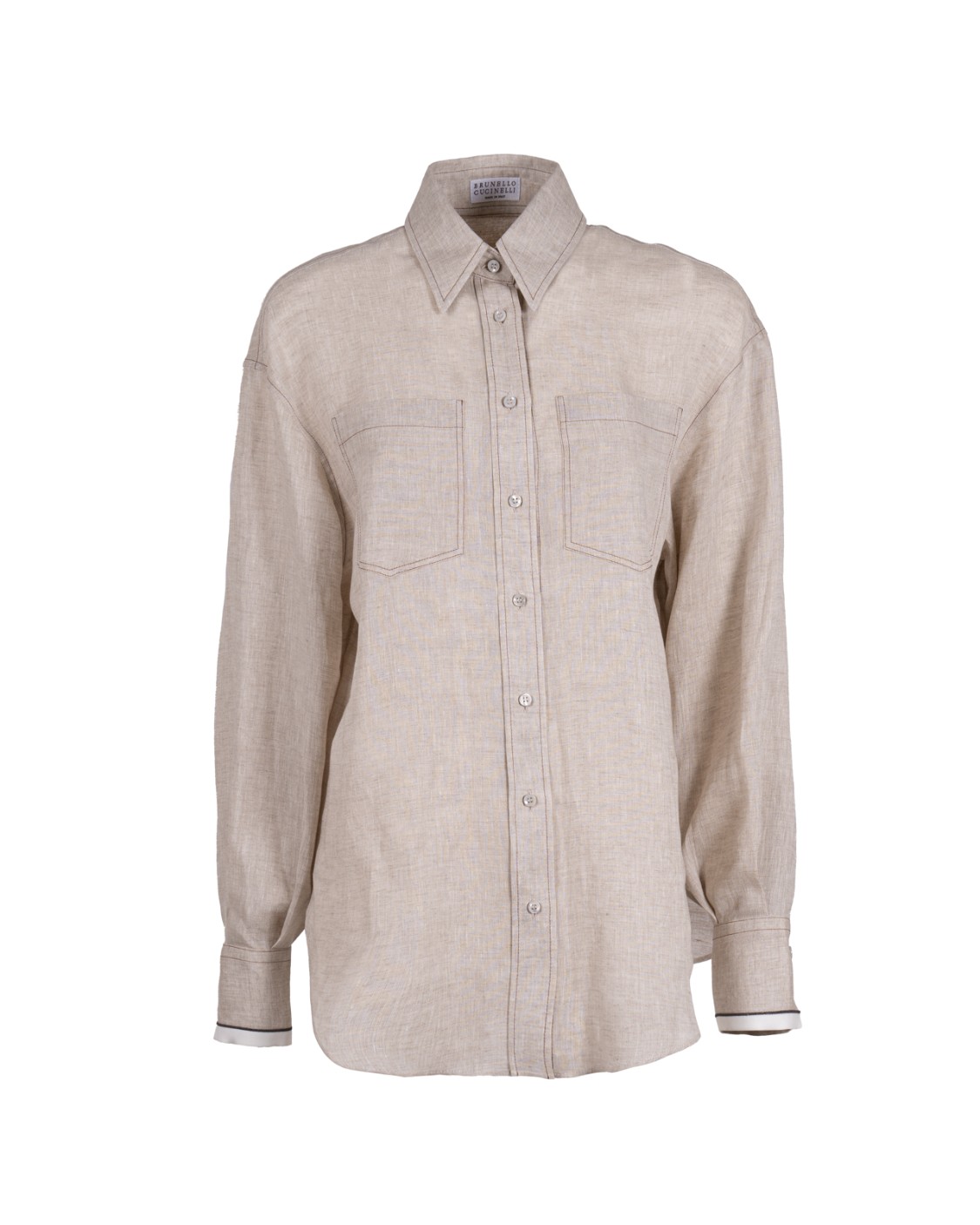 shop BRUNELLO CUCINELLI  Camicia: Brunello Cucinelli camicia in lino con Shiny Cuffs.
Chiusura con cannoncino e bottoni di madreperla.
Colletto classico.
Due taschini su petto.
Polsini con un bottone in madreperla.
Decorazione in monile Nickel-free.
Composizione: 100% LINO.
Made in Italy.. MM633RD646-C200 number 5803611